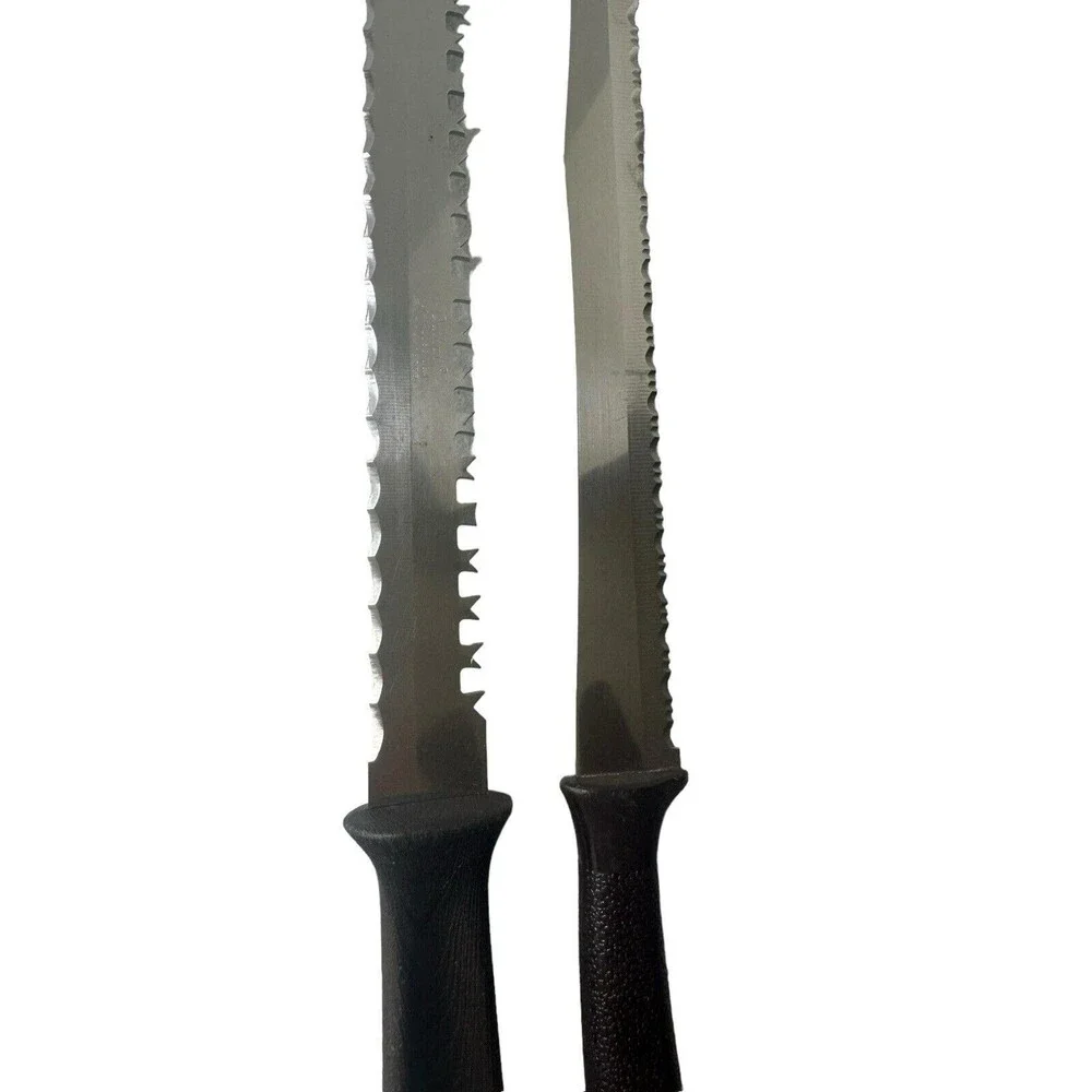 2 Piece Quick Cut Knife Serrated Knife Set Vintage USA Made Brown Composite
